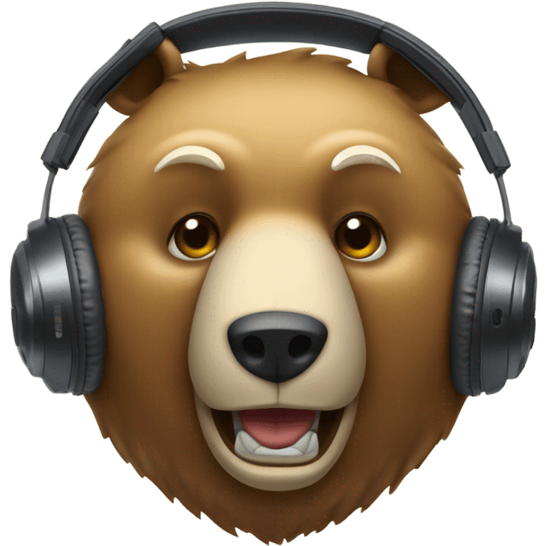 Bear with gaming headset head banging emoji