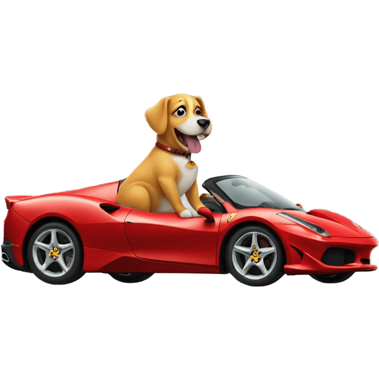 Dog in Ferrari car emoji