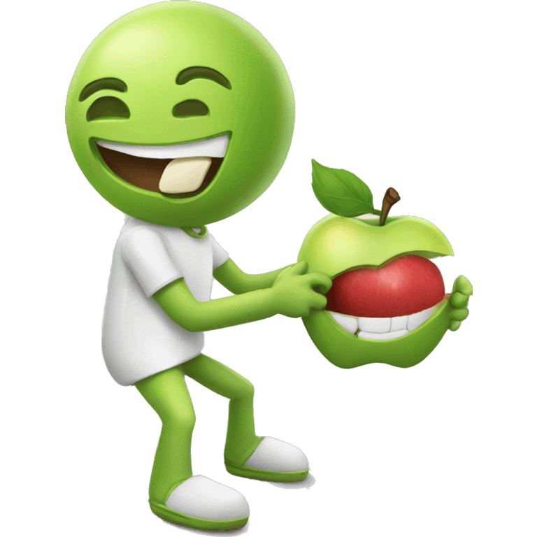 Android character eating an apple  emoji