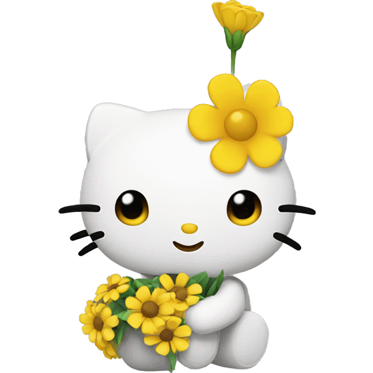 Hello kitty holding yellow flowers  emoji