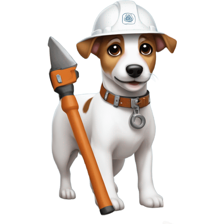 Jack Russel Terrier working as a  builder emoji