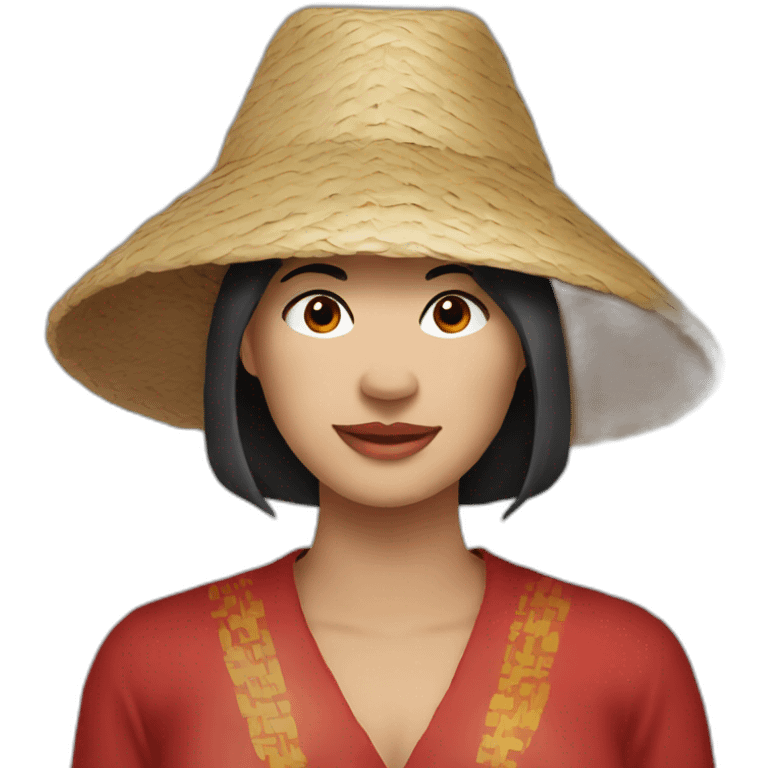 Woman wearing tradional vietnam hat emoji