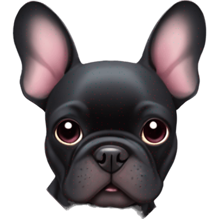 Black French bulldog with pink heart emoji