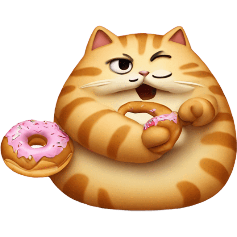 Fat cat eating a donut emoji