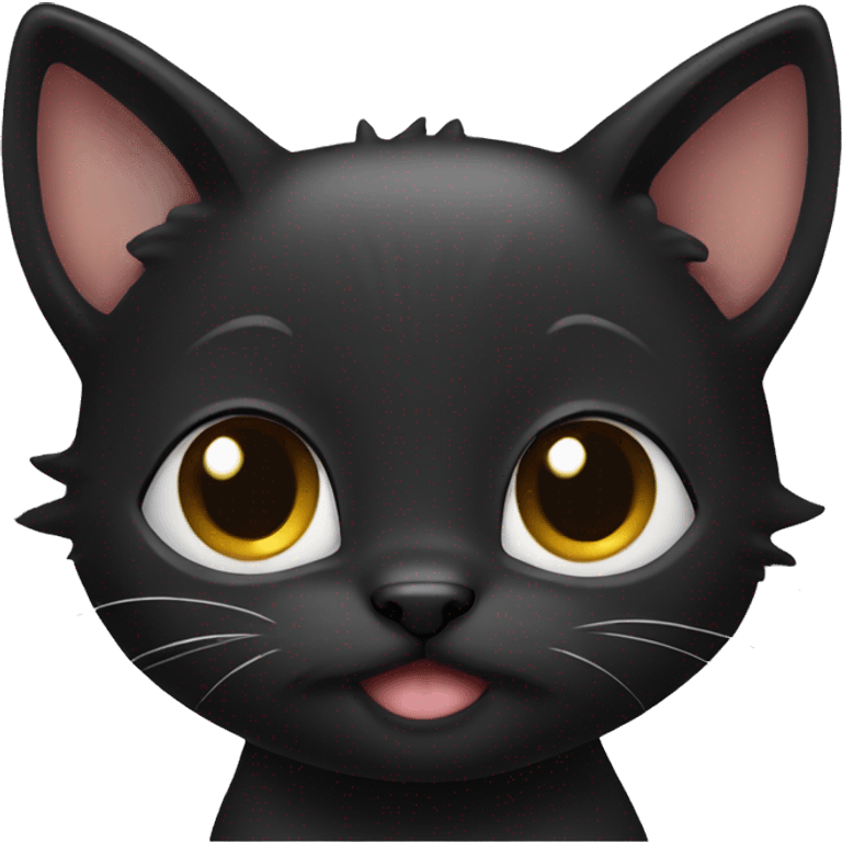 Cute black kitten silly emoji