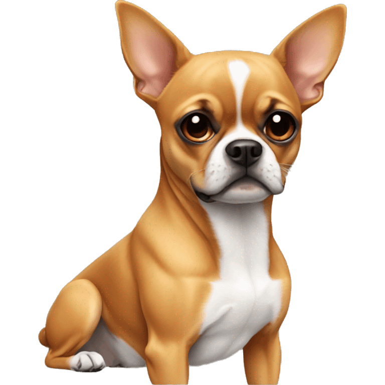 A chihuahua next to a boxer emoji