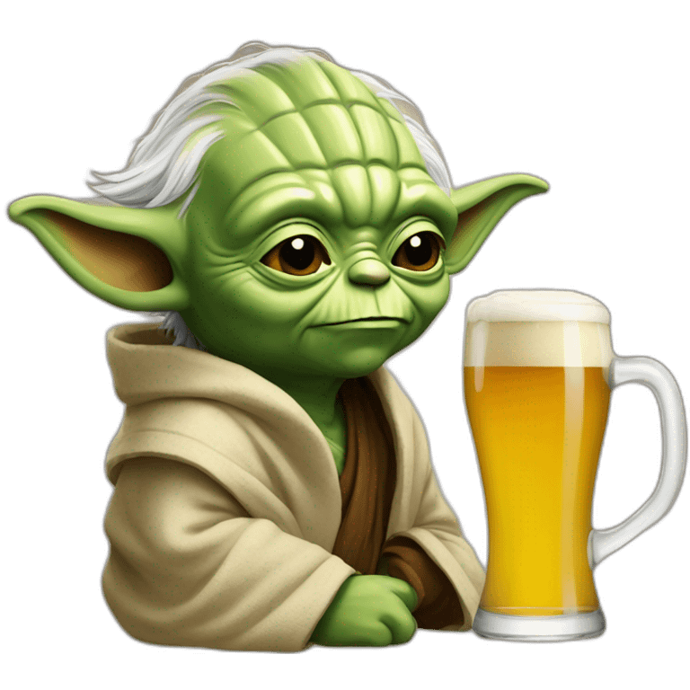 Yoda buvant une biere emoji