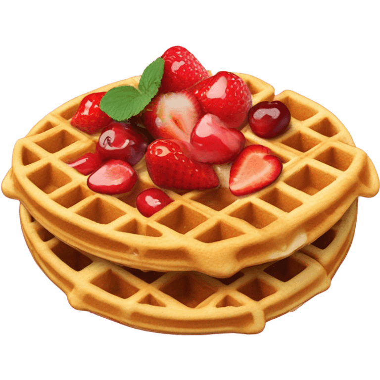 waffles with strawberries and cherries emoji