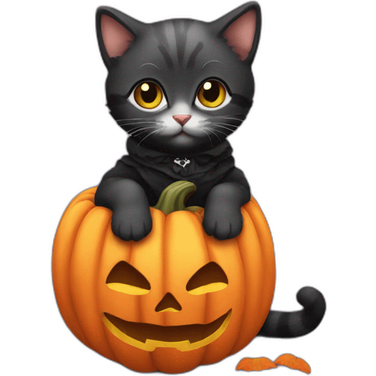 kitten in halloween clothes emoji