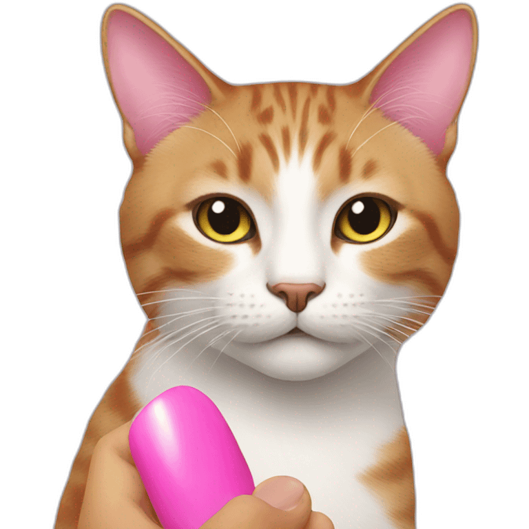 Cat with pink nails emoji