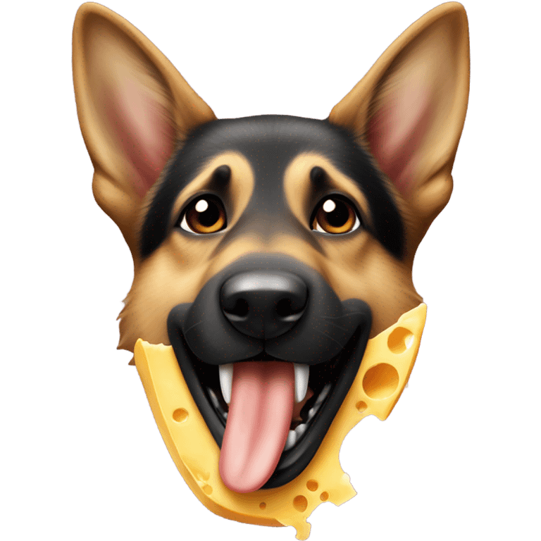 german shepherd eating cheese emoji