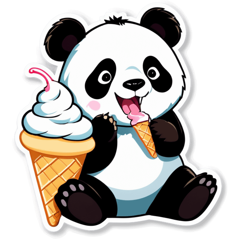 Panda eating ice cream emoji