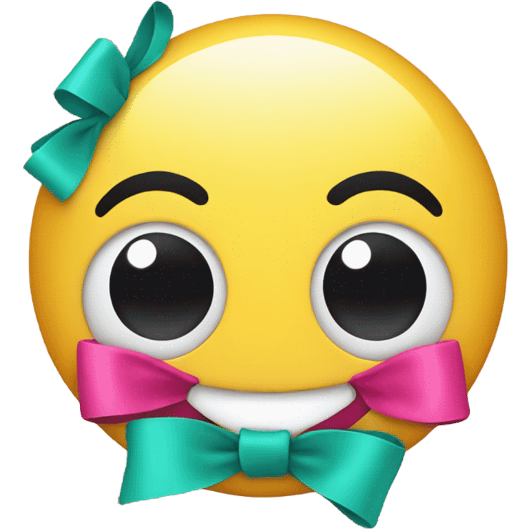 Similey face emoji with a bow emoji