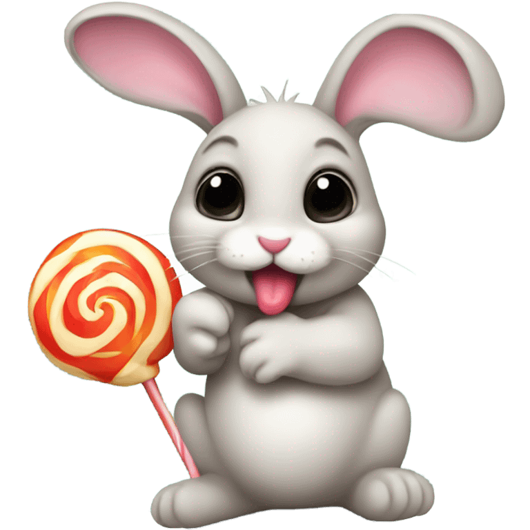 baby bunny licking lollipop  emoji