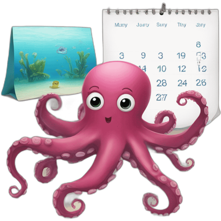 Octopus and a calendar emoji