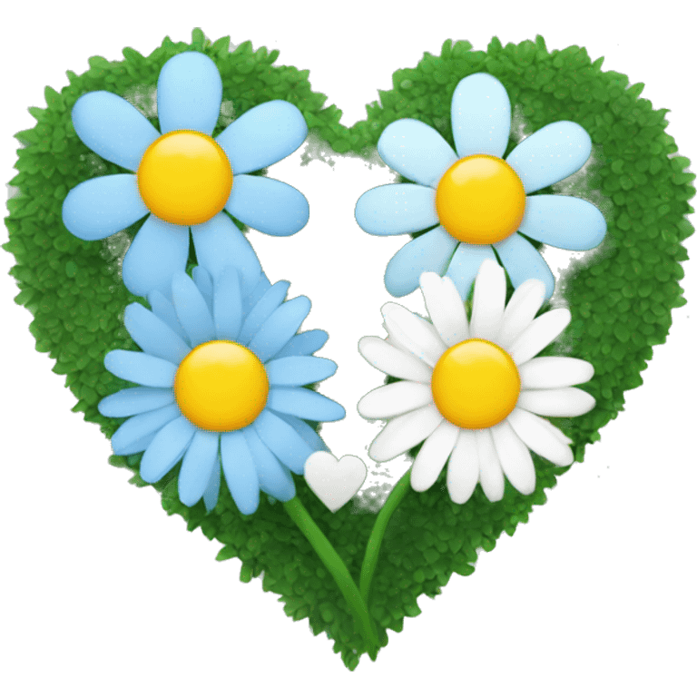 A single daisy and blue heart emoji