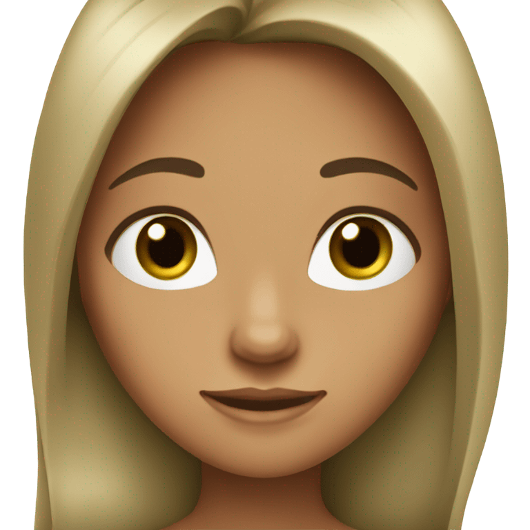 A girl with tan skin and green eyes with long straight hair emoji