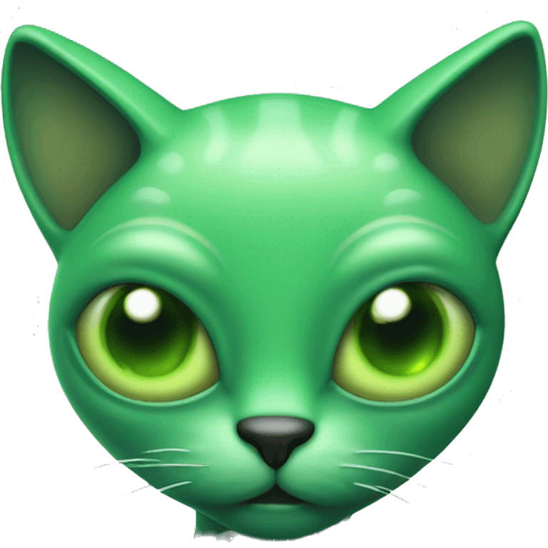 green cat alien with 4 eyes and 3 whiskers on each side emoji