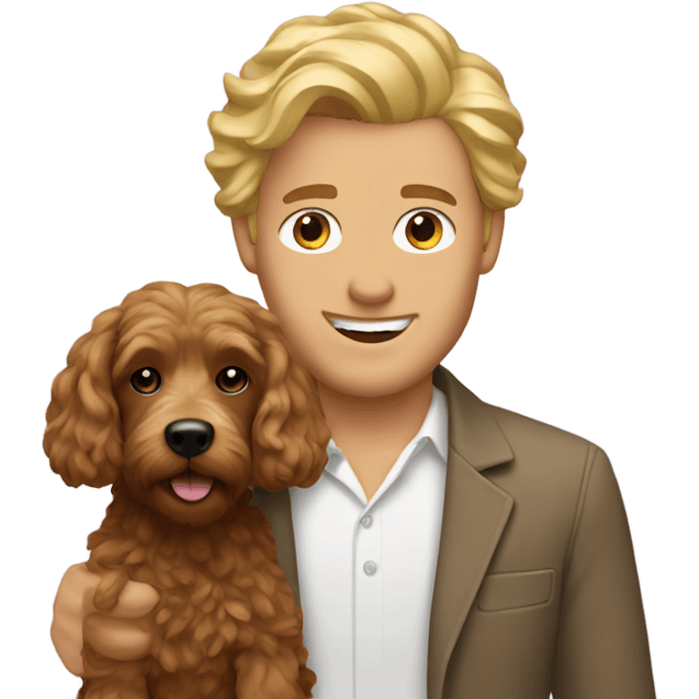 blonde man with a brown cockapoo  emoji