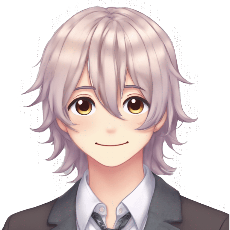 Gorgeous romantic hot attractive anime style modern gentlemanly anime shojo guy with long pretty lustrous hair and colorful eyes and blushing face aesthetic trending style  pastelcore cottagecore kawaiicore emoji