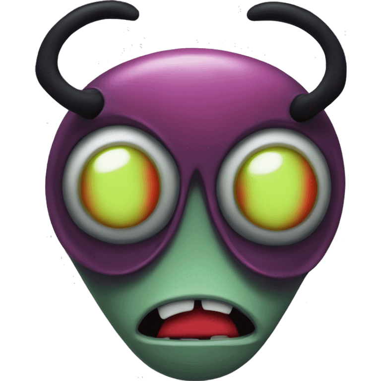 Alien head shaped invader Zim with red eyes emoji