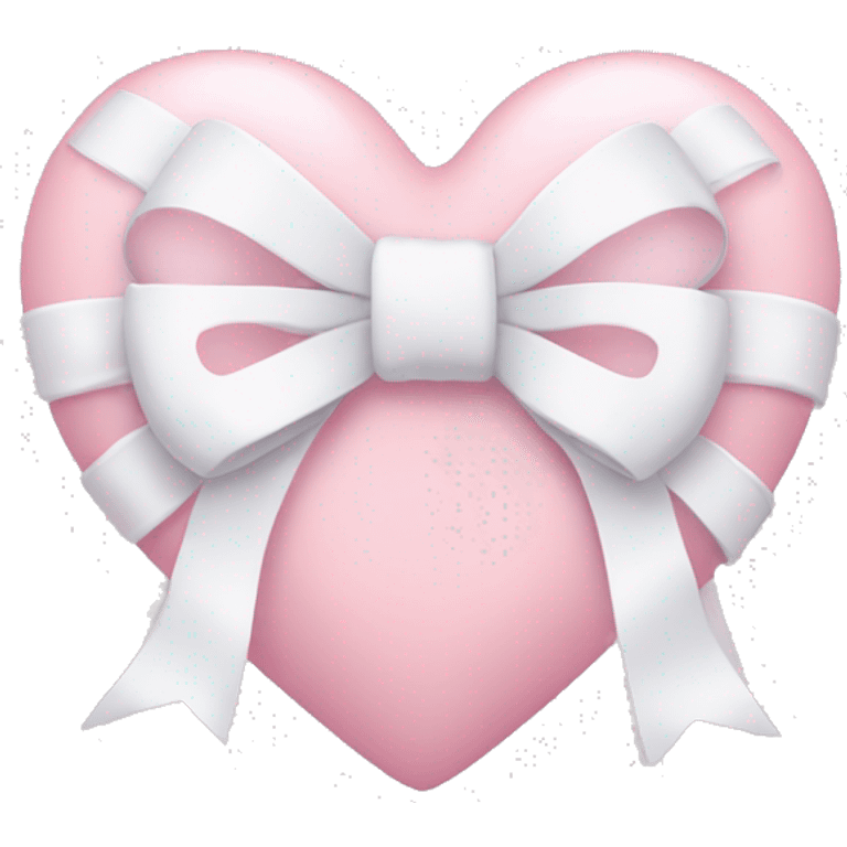 Pastel pink heart with white bow emoji