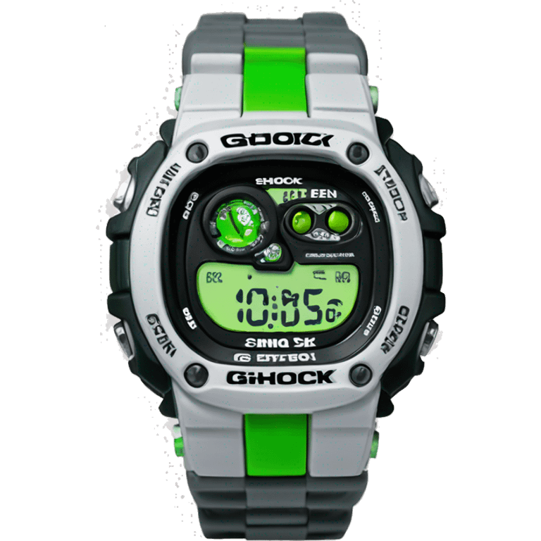 green and grey ben 10 theme g shock watch emoji