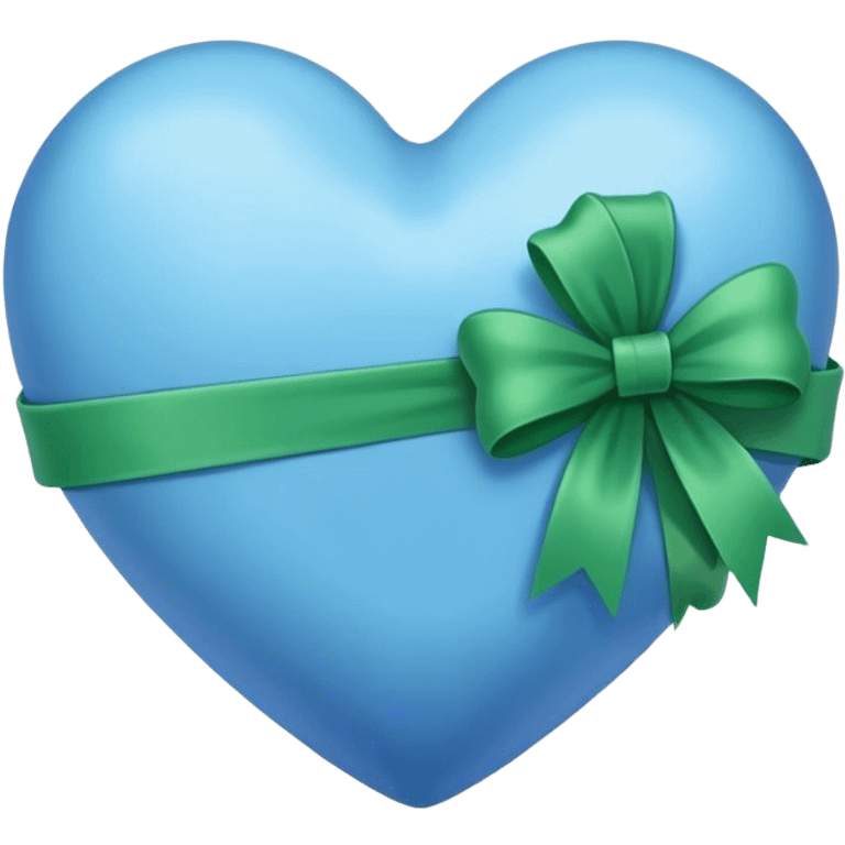 a blue heart wrapped by a green bow emoji