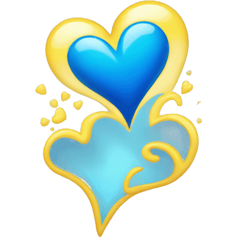 Blue and yellow shiny heart  emoji