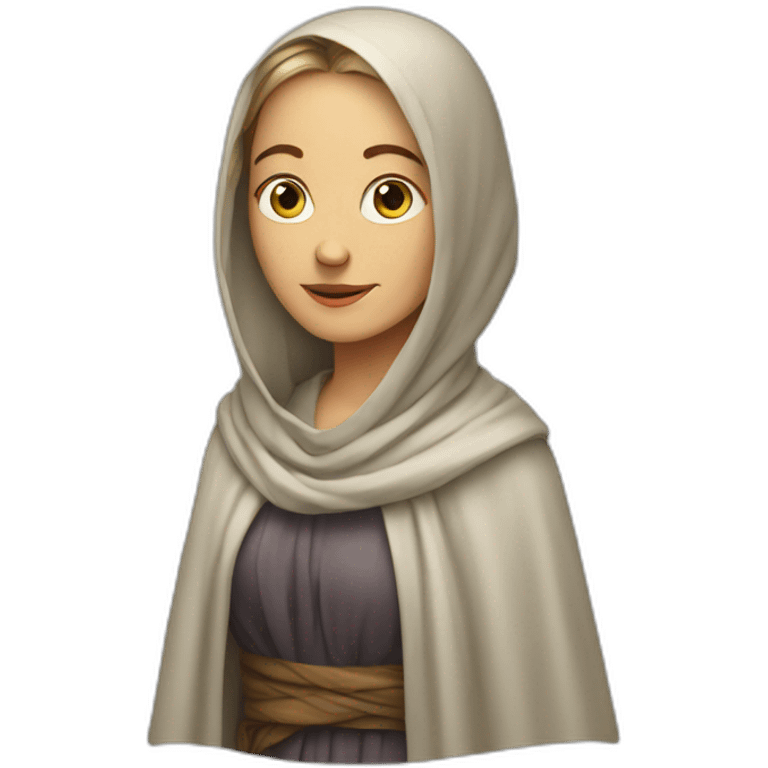 a white woman in a shawl in full growth emoji