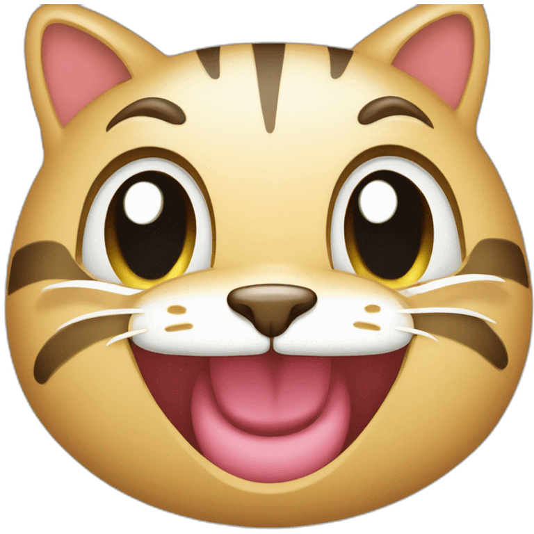 a close up of a Smiling Face with Open Mouth - Icon smiling more broadly with eyes closed cat character character cartoon emoji