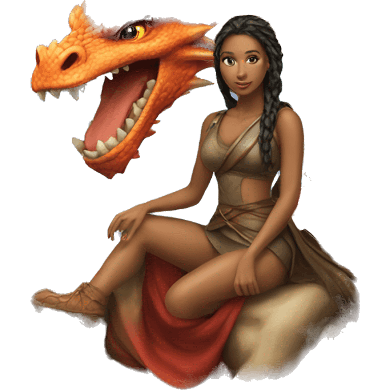 Beautiful woman on dragon emoji