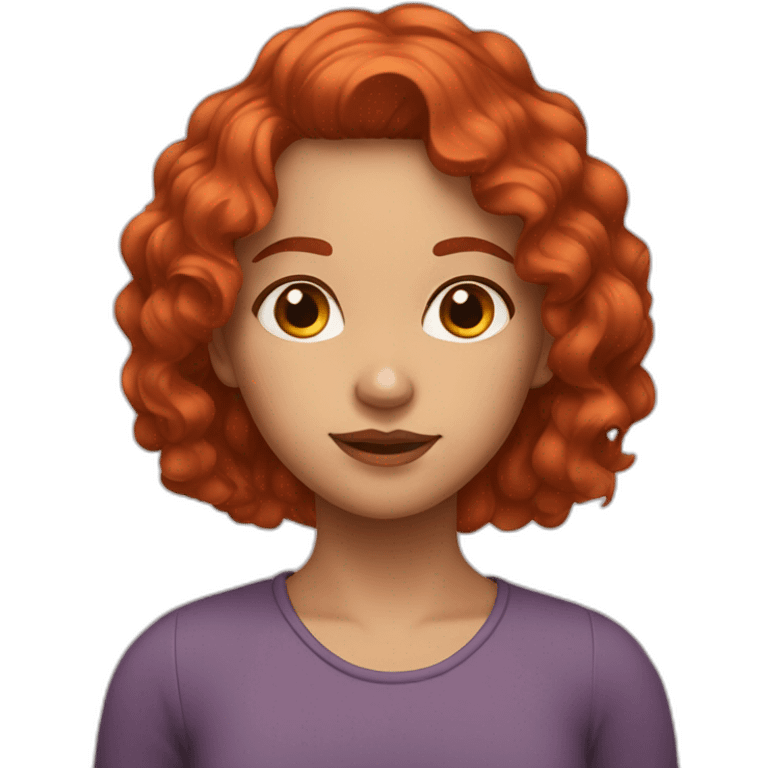 A girl with short, wavy red hair, brown eyes emoji