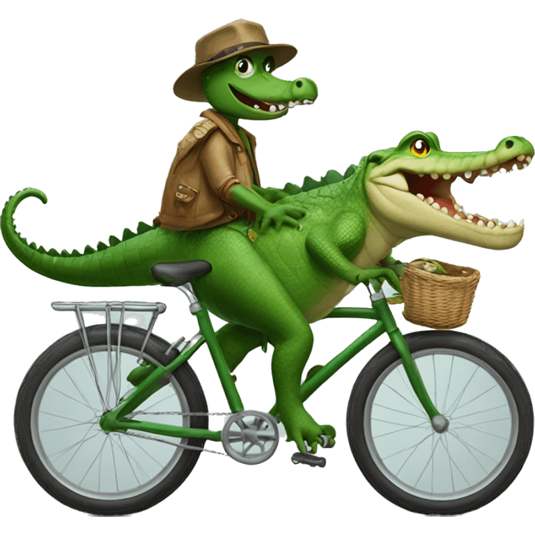 Crocodile riding bike emoji