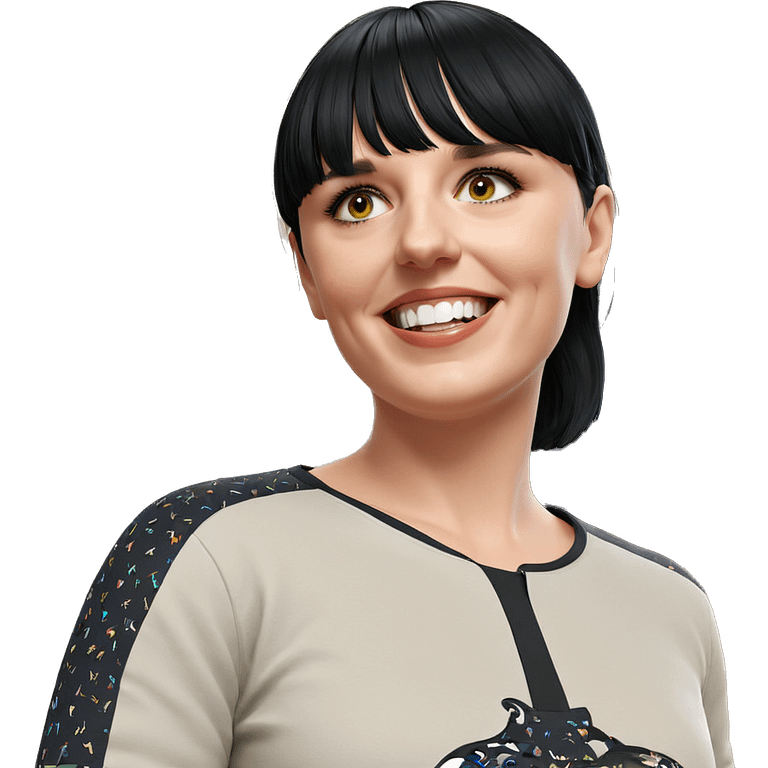 smiling girl with black hair emoji