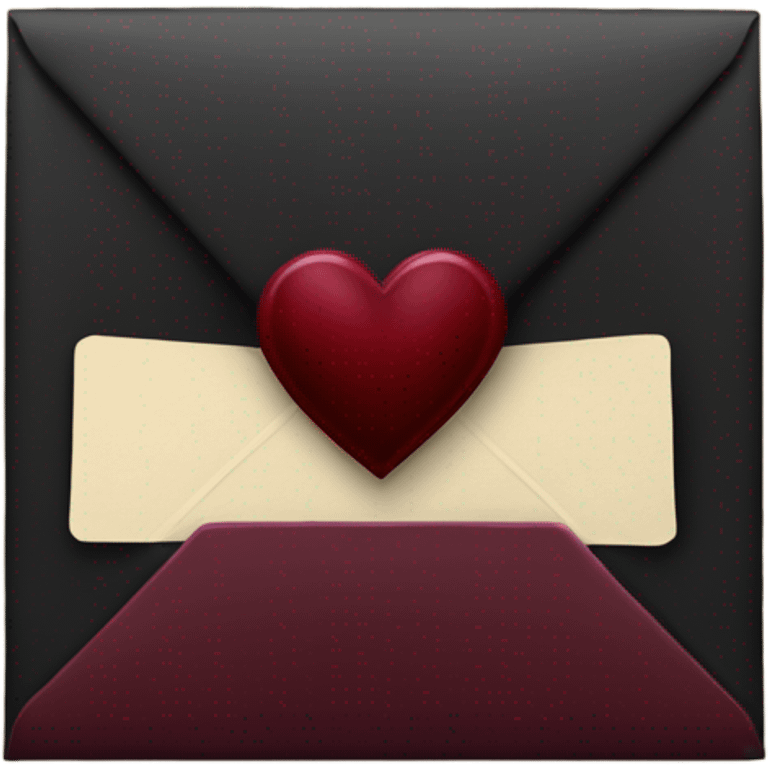 black envelope with burgundy wax heart seal emoji