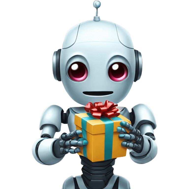 cute robot holds a gift emoji