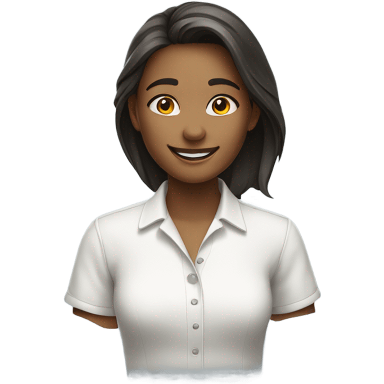 smiling girl in white shirt emoji