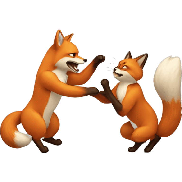 A fox and a cat play fighting emoji