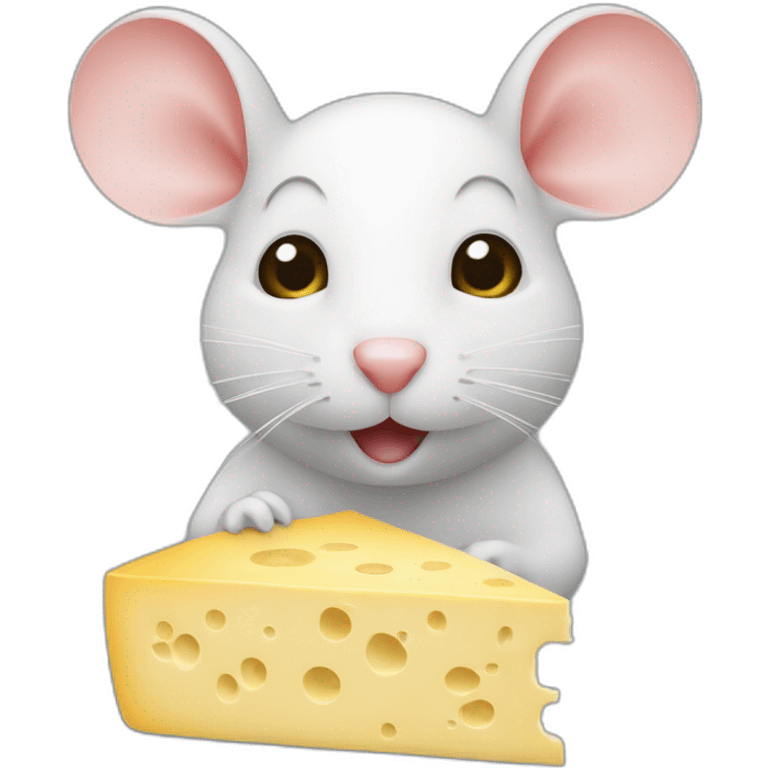 Une souris d'ordinateur mange du fromage emoji