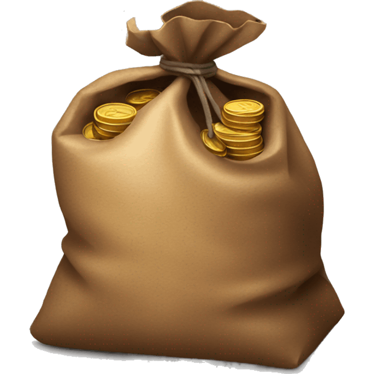 old open dark brown bag full of coins emoji