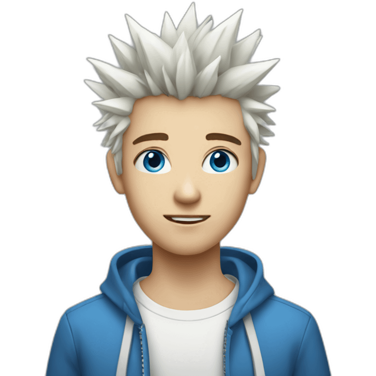 White spiky haired and blue eyed teenager  emoji