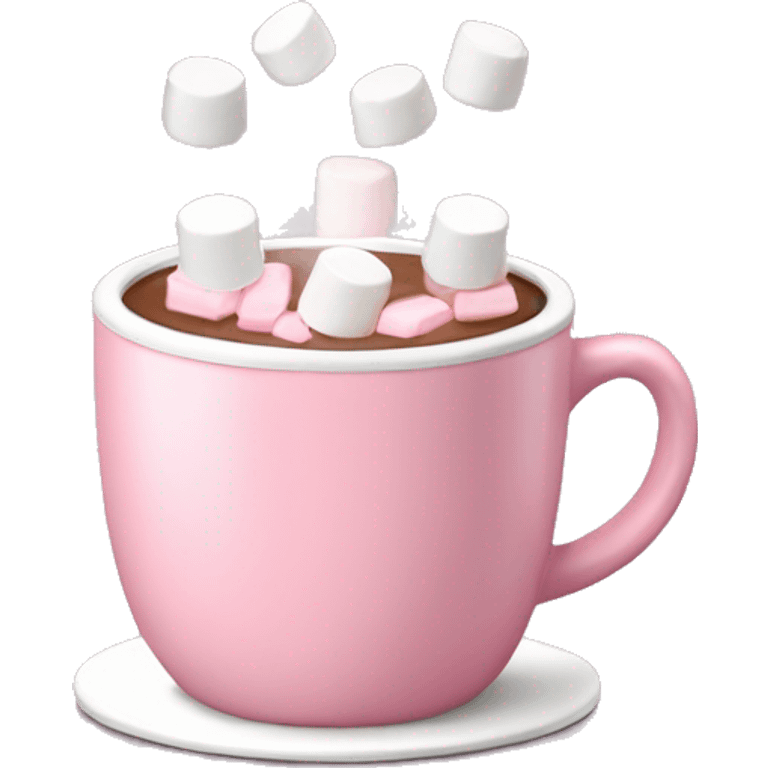 Lights Pink mug of hot chocolate with marshmallows  emoji