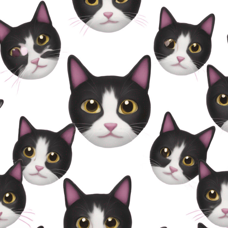 Black and white cat in pink harness emoji