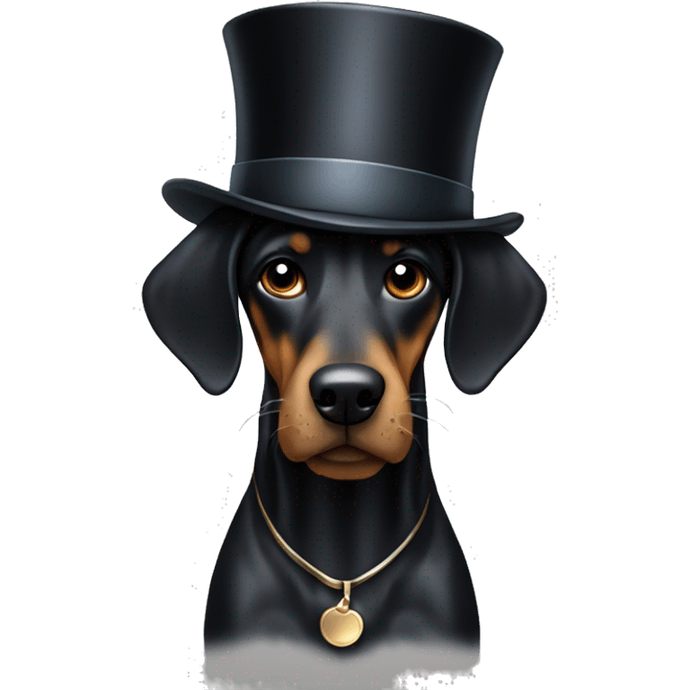 Black hound dog with a top hat emoji