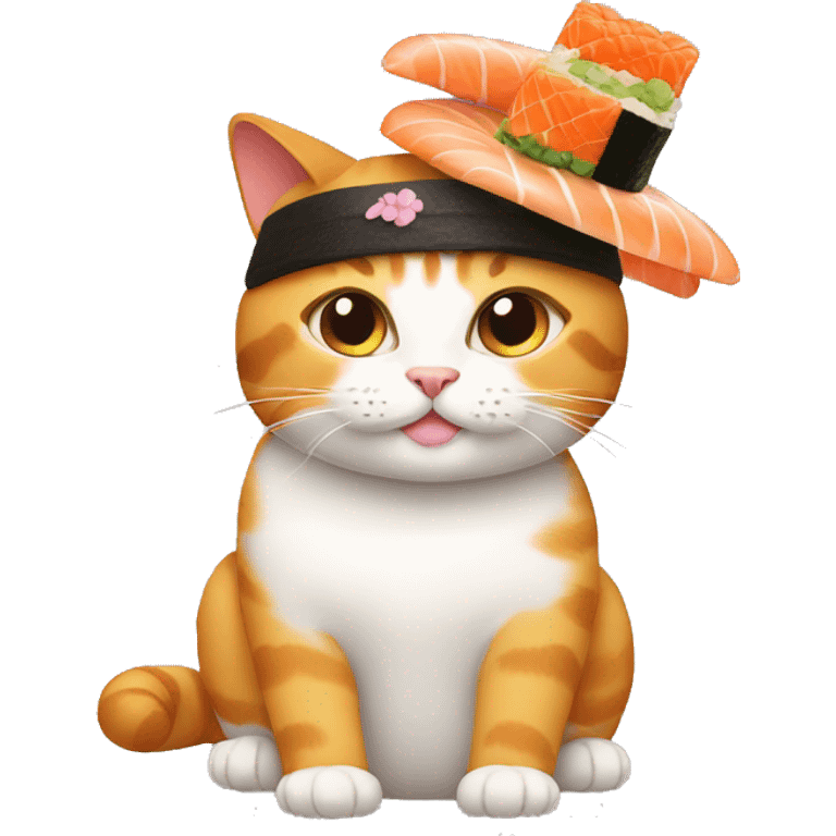 Cat wearing a sushi hat emoji