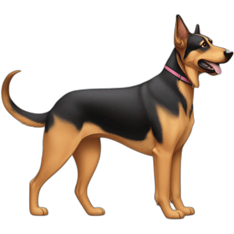 coonhound and German shepherd mix dog walking emoji