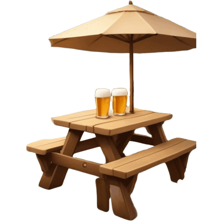 Cinematic Realistic Biergarten Pop Culture Emoji, showcasing a charming outdoor beer garden scene rendered with rustic details and inviting, soft lighting. emoji