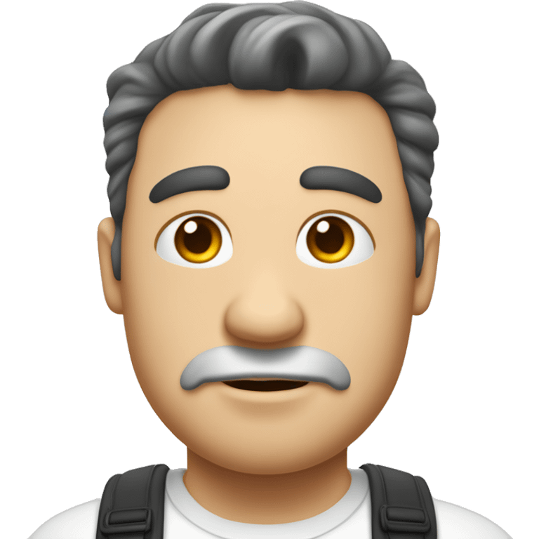 creame un emoji de un hombre casi gordito de piel blanca y con cabello rulo un poco g emoji