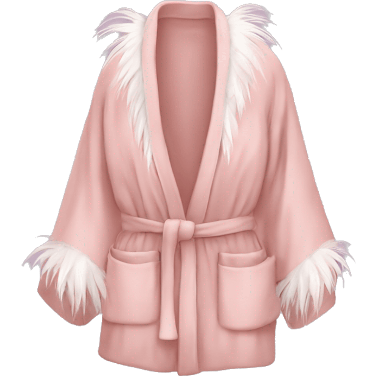 Blush pink robe with feather end peices  emoji